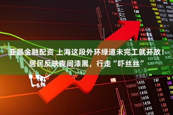 亚晶金融配资 上海这段外环绿道未完工就开放！居民反映夜间漆黑，行走“吓丝丝”